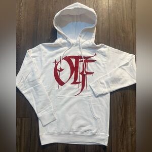 OTF Logo Hoodie Men’s Small White Red Graphic Lil Durk Streetwear NWOT Unisex
